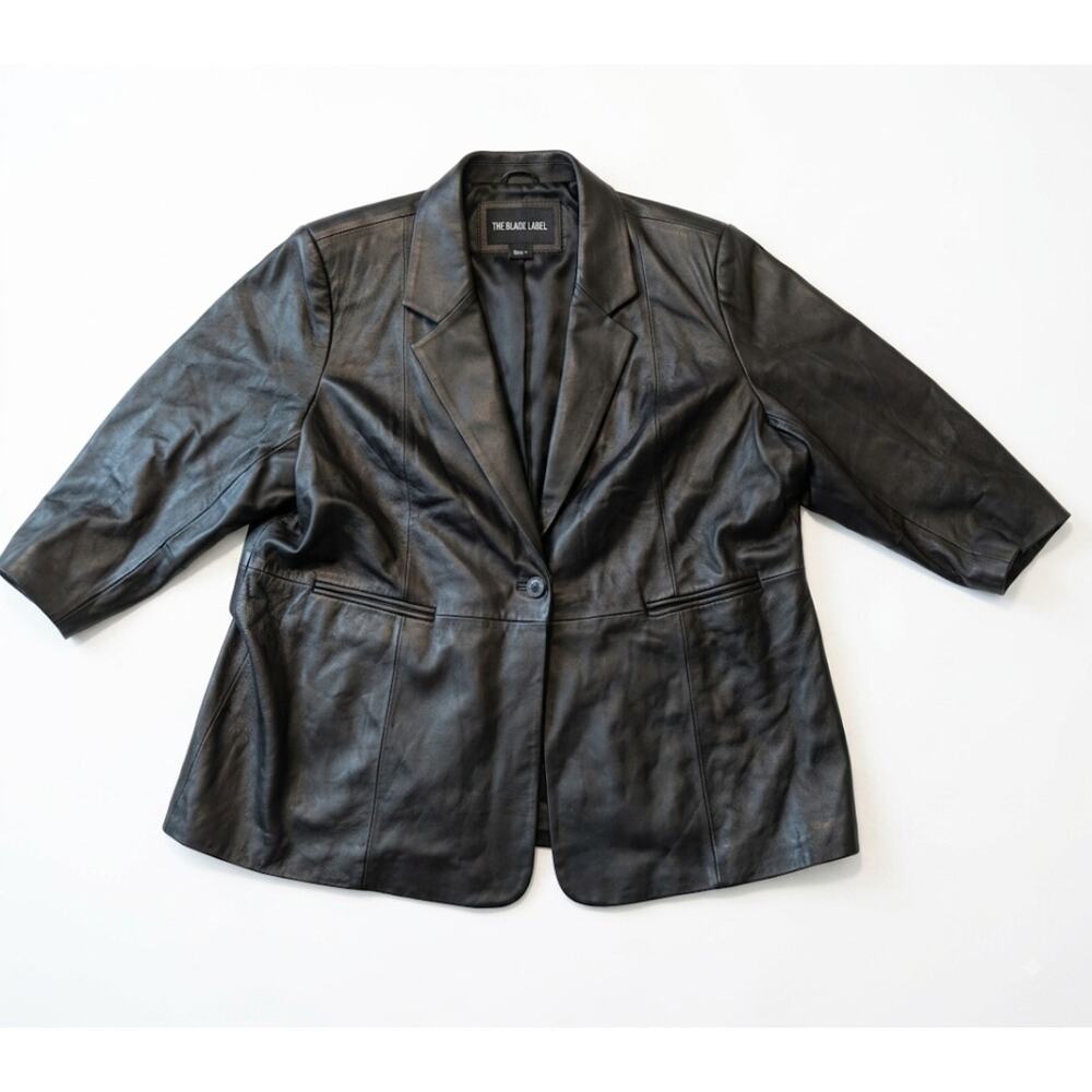 Denim & Co Womens Leather Blazer Coat Jacket Biker Motorcycle Moto Outdoor Sz 3X